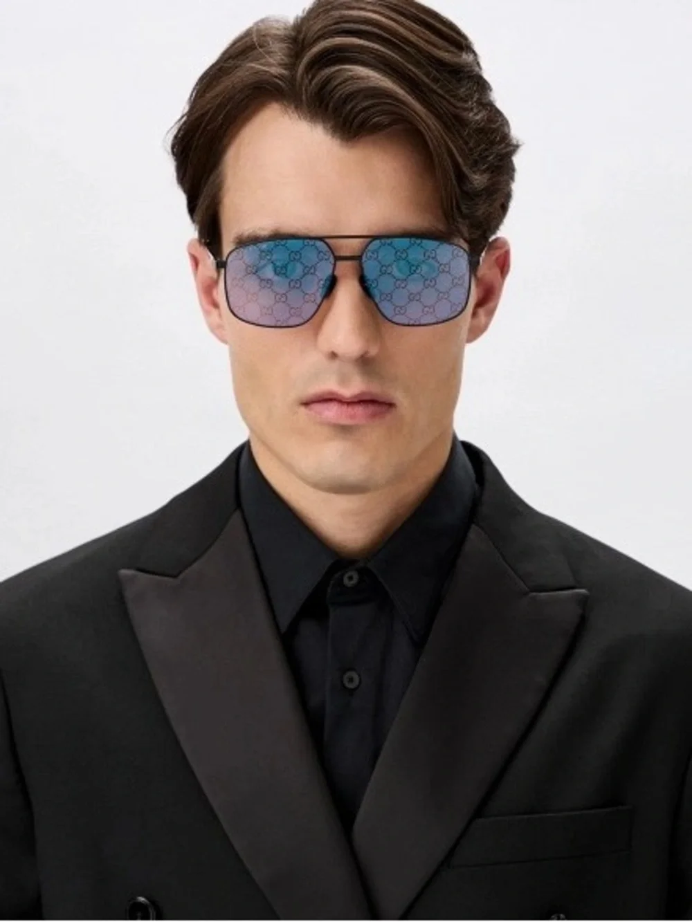 New Gucci GG1676S 005 Sunglasses Black Violet GG Monogram Mirror Authentic